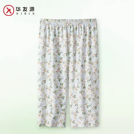 夏季薄款宽松睡裤女士纯棉中老年大码家居裤全棉女款老人七分短裤商品大图