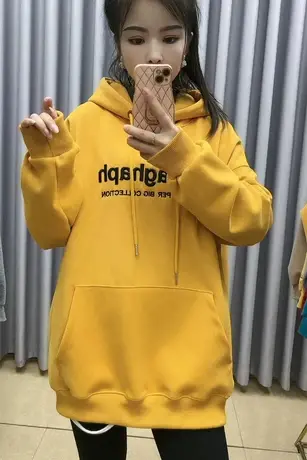 连帽卫衣女2023春秋季新款韩版宽松字母刺绣袋鼠兜百搭上衣外套潮商品大图