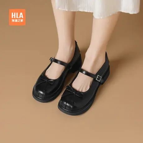 HLA/海澜之家鞋子女2025新款爆款蝴蝶结玛丽珍鞋女低跟浅口单鞋女图片