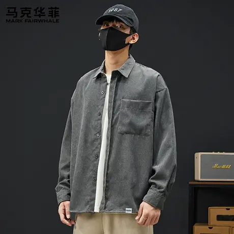 马克华菲秋季新款男士衬衣上衣休闲灯芯绒长袖衬衫男外套2025新款图片