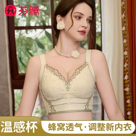芬腾女大胸显小调整型院线专用蕾丝全罩杯聚拢内衣上托收副乳文胸商品大图