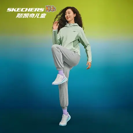skechers斯凯奇女子春秋裤子休闲长裤运动裤女款针织黑色束脚裤商品大图
