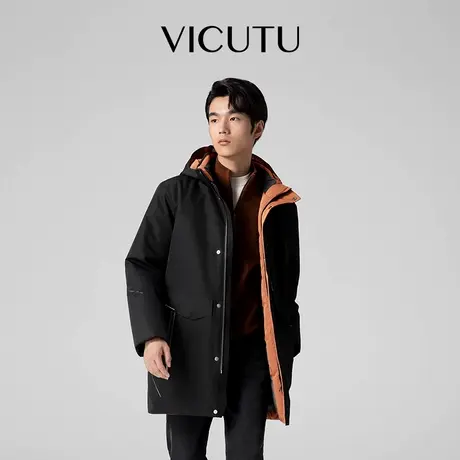 【破风者羽绒】VICUTU威可多中长款羽绒服男阻风御寒冬季商务外套商品大图