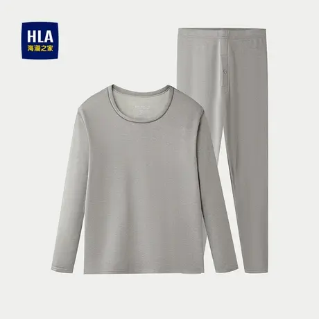 HLA/海澜之家含桑蚕丝内衣套装2025新圆领纯色磨毛保暖弹力内衣男图片