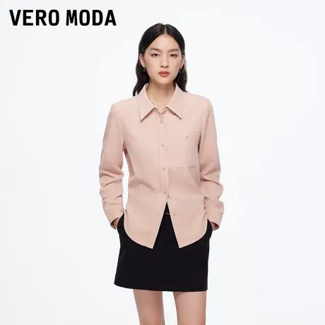 【来了就好】 Vero Moda衬衫25秋冬新款纯色口袋尖形翻领显瘦上衣商品大图