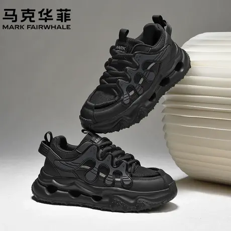 马克华菲男鞋2025新款老爹鞋男增高运动鞋男士休闲轮胎鞋黑色鞋子商品大图