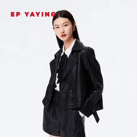 EP YAYING 雅莹女装 气质拼接式机车翻领夹克 商场同款P120A图片