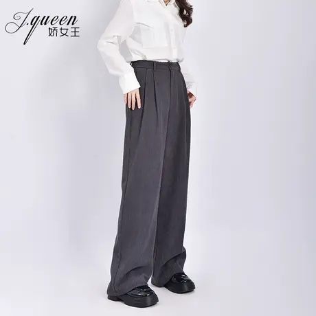 灯芯绒阔腿裤女秋冬季新款时尚百搭高腰垂感加绒加厚宽松长裤子商品大图