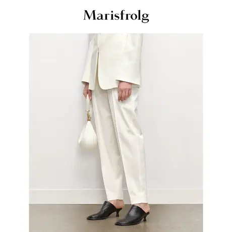 【商场同款】玛丝菲尔2023年秋季新款白色醋纤垂顺感休闲西装裤商品大图