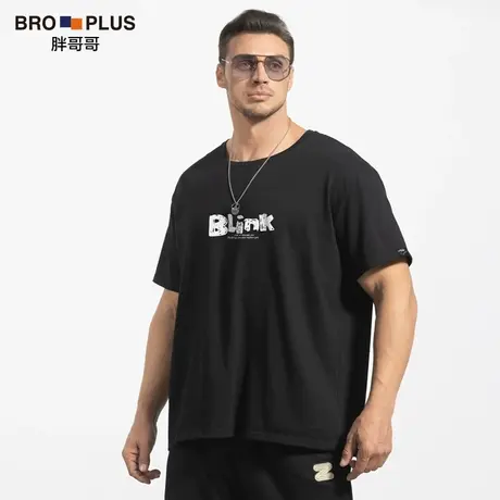 [Blink纯棉短袖]加肥加大码男士短袖宽松透气潮流胖子肥佬T恤衫夏图片