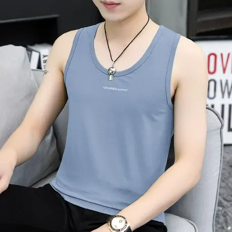 莫代尔背心男夏季健身跨栏冰丝速干凉感运动坎肩无袖t恤吊带汗衫商品大图