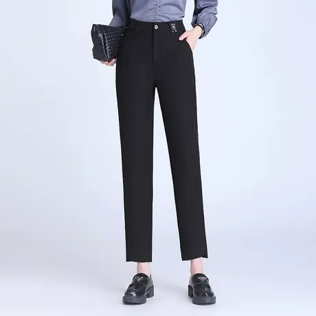 黑色小直筒裤西装裤女2023秋季新款小个子显瘦通勤烟管裤小脚裤子商品大图
