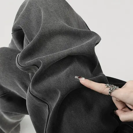 美式黑色天丝牛仔裤女春秋新款设计感渐变高腰显瘦冰丝窄版阔腿裤商品大图