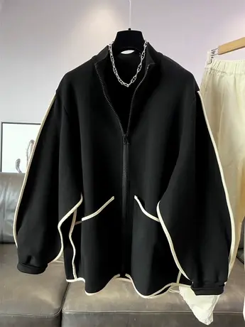 设计感小众新款慵懒风宽松立领开衫卫衣外套女春秋薄款夹克上衣潮商品大图