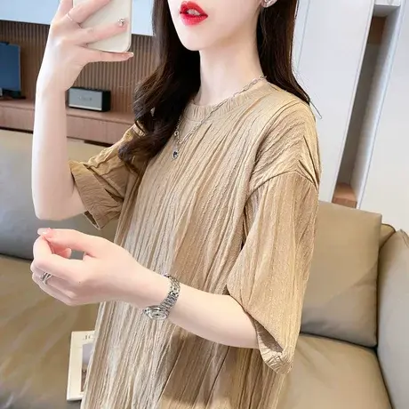 短袖t恤女2023新款夏季韩版宽松大码女装中长款半袖百搭上衣服潮图片