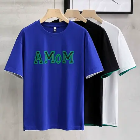 假两件t恤男潮牌ins宽松薄款夏季男装衣服男士短袖2023新款潮流商品大图