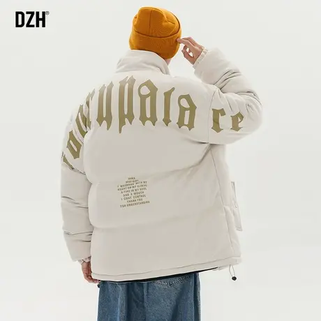 男士棉服冬季新款男美式棉衣卡其色立领麂皮绒外套2024新款面包服商品大图