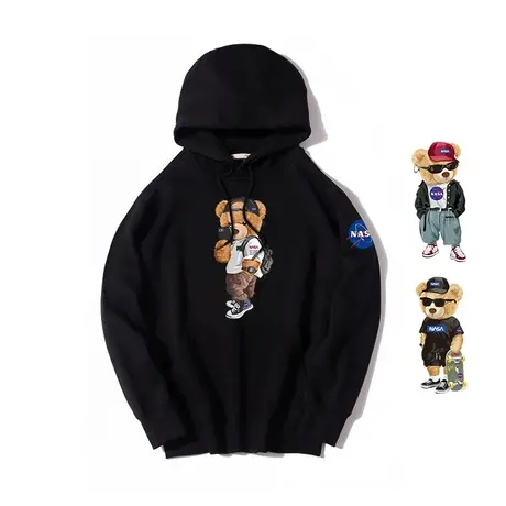 秀洛官网nasa小熊联名潮牌卫衣男士春秋宽松网红连帽衫套头上衣服商品大图