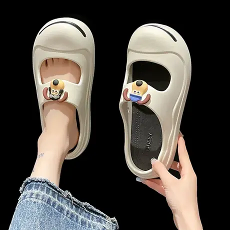 踩屎感包头拖鞋女夏季卡通可爱小狗室内家居厚底防滑凉拖鞋可外穿图片