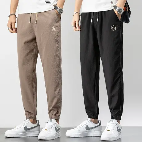 秋季薄款九分运动休闲裤男士束脚宽松紧腰2023新款潮牌春秋款秋装图片