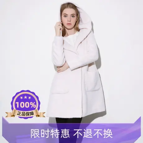 季候风推荐优质宽松休闲连帽纯色双面毛呢大衣外套女8884DA222商品大图