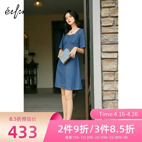 伊芙丽连衣裙夏装新款短袖牛仔裙中长款休闲女裙1C5991941图片