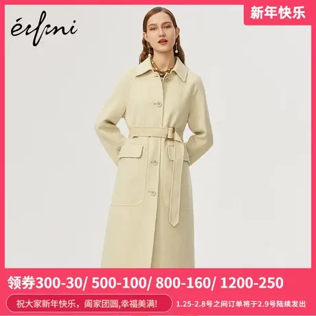 伊芙丽双面呢大衣新款单排扣长款长过膝宽松毛呢外套 1A9971561D商品大图