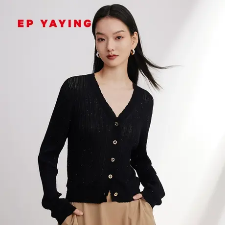 EP YAYING雅莹女装 肌理感V领长袖针织衫 2024早春新款9181A商品大图