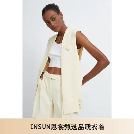 INSUN恩裳夏季哑光泽自然微褶醋酸凉感马甲图片