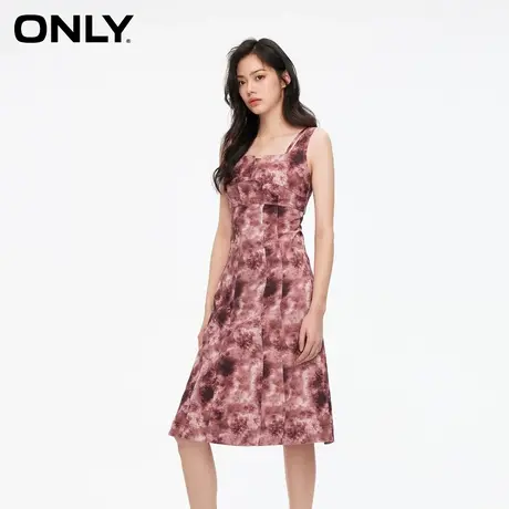 ONLY奥莱春季新款设计感拼接捏褶高腰中长款连衣裙女图片