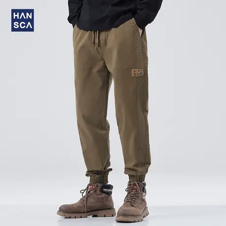 hansca秋季束脚工装裤男新款宽松日系高街裤子潮牌青少年休闲裤男商品大图