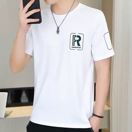 短袖T恤男夏装薄款上衣圆领半袖青少年卫衣潮汗衫夏季中学生男装商品大图