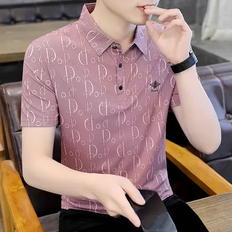 男士新款短袖t恤潮流韩版带领子休闲半袖夏季高端刺绣薄款POLO衫商品大图