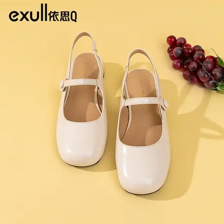 依思q包头凉鞋2024春季新款淑女气质通勤玛丽珍浅口方头软底单鞋图片