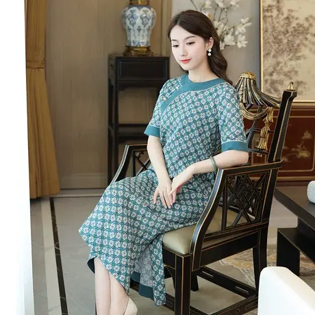 筠雅夏季改良旗袍复古连衣裙时尚文艺气质小香风修身显瘦中式裙子商品大图