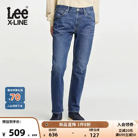 LeeXLINE23秋冬新品726标准中浅蓝磨毛男保暖牛仔裤LMB100726101商品大图