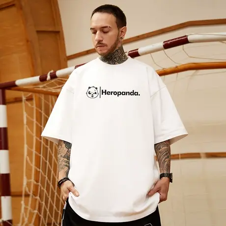 oversize美式潮牌胖子男装加肥加大码国潮简约宽松短袖T恤半袖夏商品大图