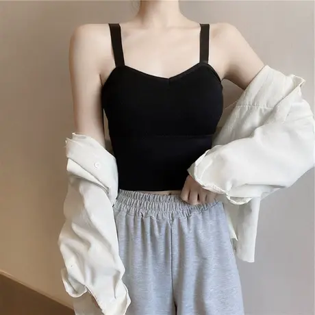 辣妹小吊带背心女内搭夏季网红爆款美背带胸垫外穿无袖运动短上衣商品大图