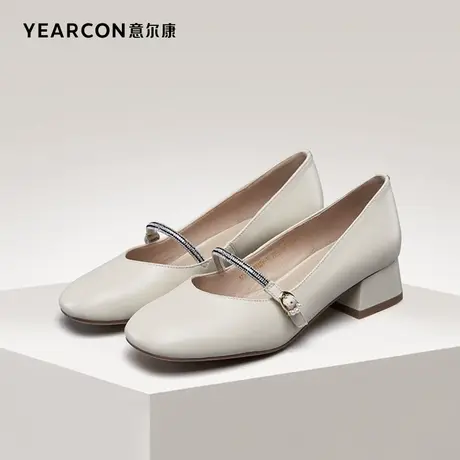意尔康女鞋官方旗舰店单鞋女春季浅口 套脚粗跟断码outlets商品大图