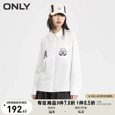 ONLY奥莱春季新款学院风时尚百搭精致刺绣宽松衬衫女商品大图