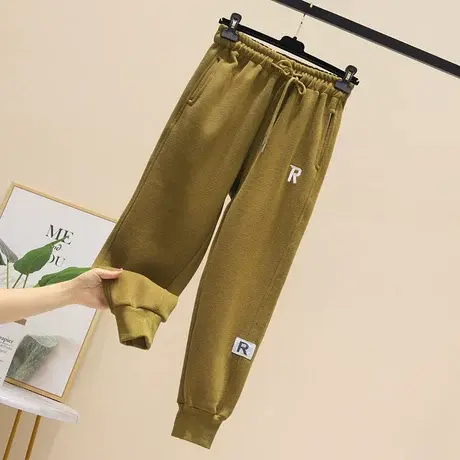 灰色运动裤女秋冬加绒加厚卫裤新款宽松束脚外穿休闲裤春秋萝卜裤商品大图