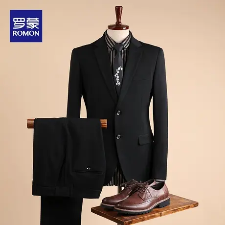罗蒙西服套装男士韩版商务修身西装三件套休闲新郎结婚礼服伴郎服图片