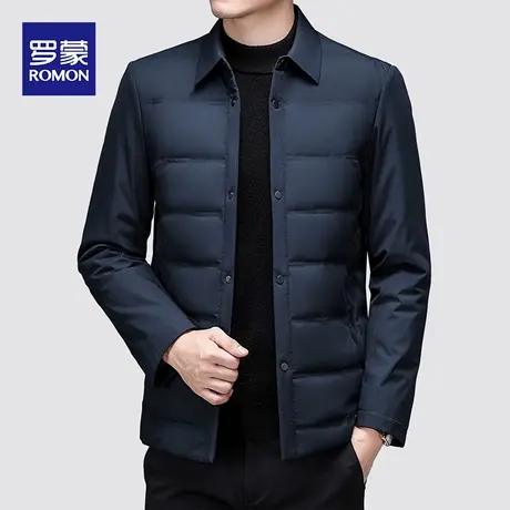 罗蒙短款羽绒服男士2023新款轻薄款冬季加厚翻领保暖商务外套男装图片