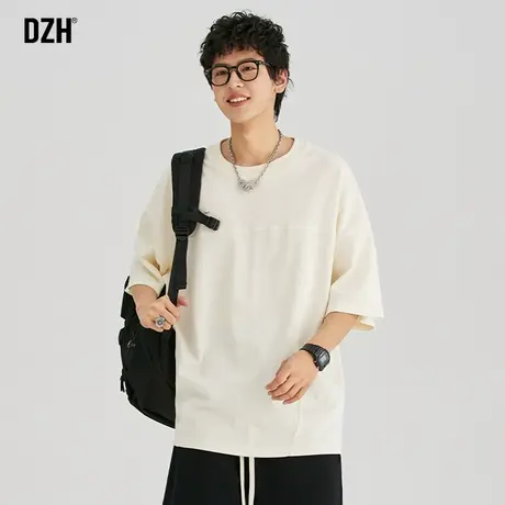 男士米白色250g重磅t恤衣服男短袖男款情侣装新款宽松上衣半截袖商品大图