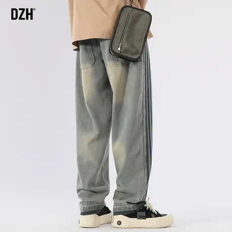 男士蓝色牛仔裤男宽松直筒秋冬新款裤子2023新款阔腿休闲长裤百搭商品大图