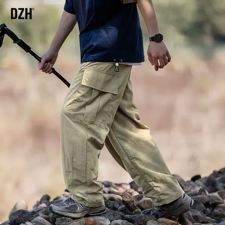 男士日系卡其色工装裤男宽松直筒裤2023新款秋季运动休闲裤长裤子商品大图