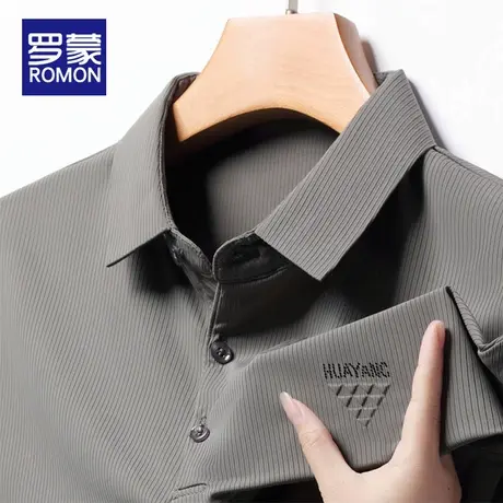 罗蒙男士短袖t恤男2025新款翻领体恤夏季半袖衣服冰丝polo衫男装商品大图