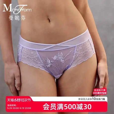 曼妮芬2025新款夏性感蕾丝三角裤舒适不夹臀女士内裤纯棉内裆底裤商品大图