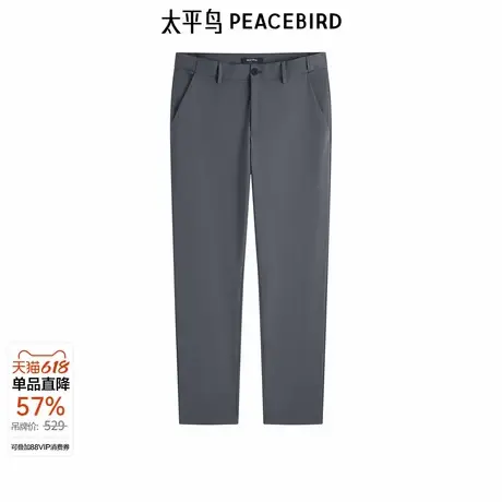 太平鸟男装夏新款精致刺绣休闲裤修身裤子B1GGE2175图片