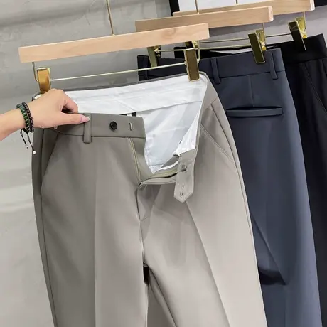 九分西装裤男修身小脚西裤韩版潮流直筒裤子男士休闲裤春秋款长裤图片